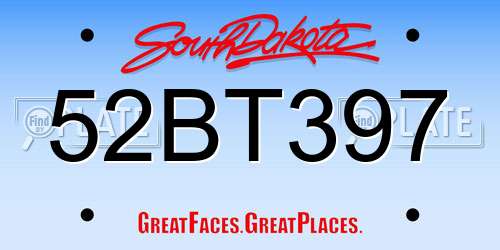 52BT397 South Dakota License Plate