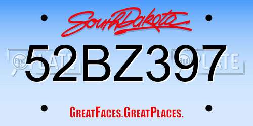 52BZ397 South Dakota License Plate
