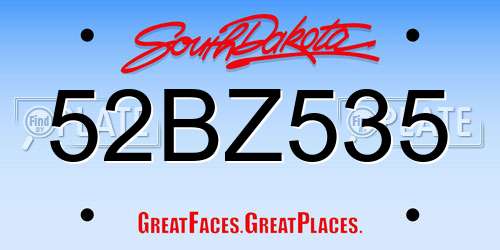 52BZ535 South Dakota License Plate