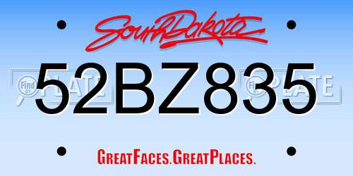 52BZ835 South Dakota License Plate
