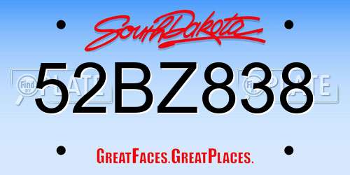 52BZ838 South Dakota License Plate