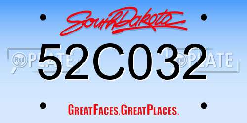 52C032 South Dakota License Plate