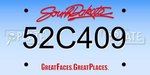 52C409 South Dakota License Plate