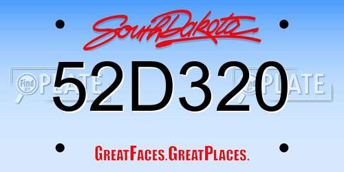 52D320 South Dakota License Plate