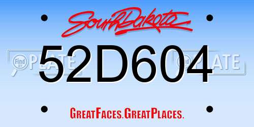 52D604 South Dakota License Plate