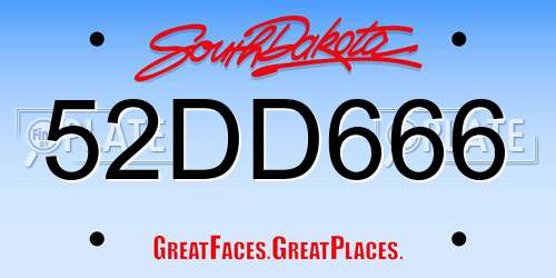 52DD666 South Dakota License Plate