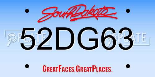 52DG63 South Dakota License Plate