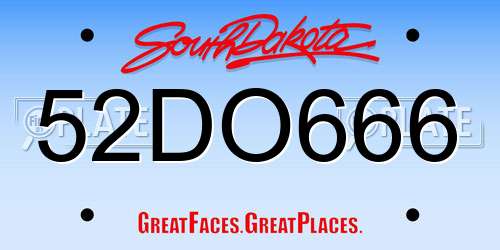 52DO666 South Dakota License Plate