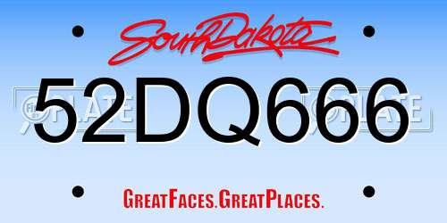 52DQ666 South Dakota License Plate