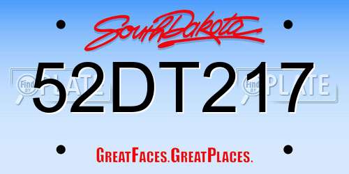 52DT217 South Dakota License Plate