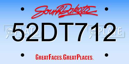 52DT712 South Dakota License Plate
