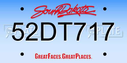 52DT717 South Dakota License Plate