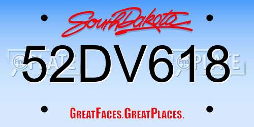 52DV618 South Dakota License Plate