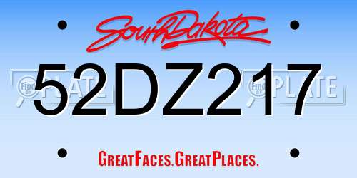 52DZ217 South Dakota License Plate
