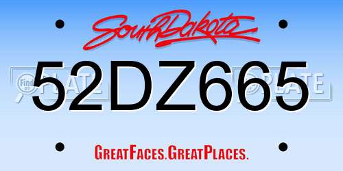 52DZ665 South Dakota License Plate