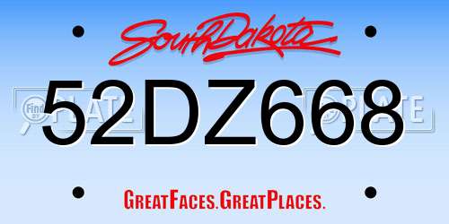 52DZ668 South Dakota License Plate
