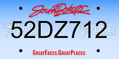 52DZ712 South Dakota License Plate