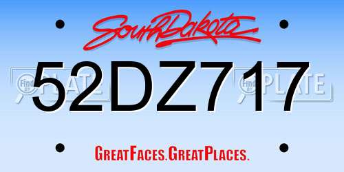 52DZ717 South Dakota License Plate