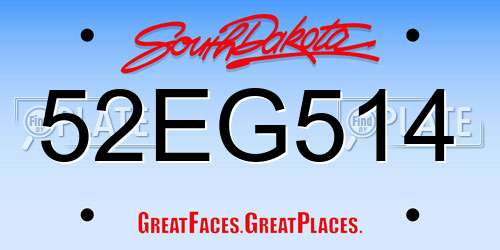 52EG514 South Dakota License Plate