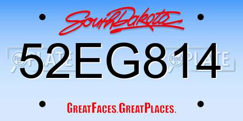 52EG814 South Dakota License Plate