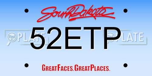 52ETP South Dakota License Plate