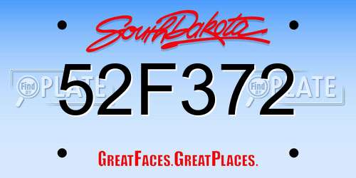 52F372 South Dakota License Plate