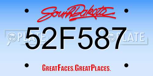 52F587 South Dakota License Plate