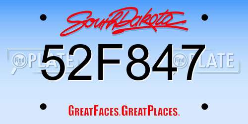 52F847 South Dakota License Plate