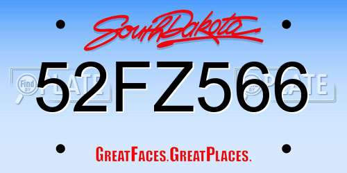 52FZ566 South Dakota License Plate