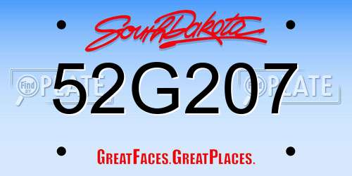 52G207 South Dakota License Plate