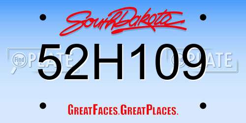 52H109 South Dakota License Plate