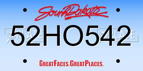 52HO542 South Dakota License Plate