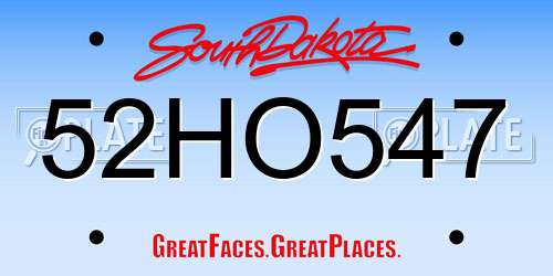 52HO547 South Dakota License Plate