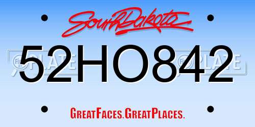 52HO842 South Dakota License Plate
