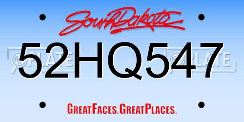 52HQ547 South Dakota License Plate