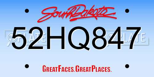 52HQ847 South Dakota License Plate