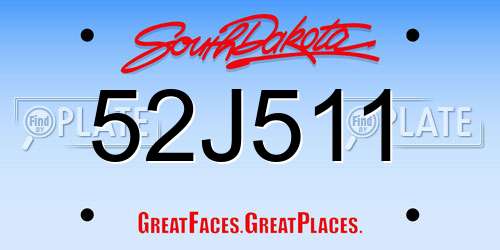 52J511 South Dakota License Plate