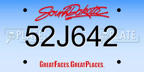 52J642 South Dakota License Plate