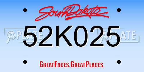 52K025 South Dakota License Plate