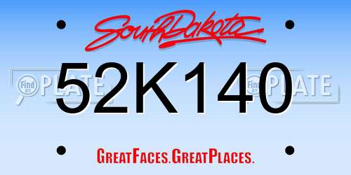 52K140 South Dakota License Plate
