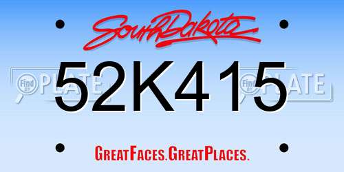 52K415 South Dakota License Plate