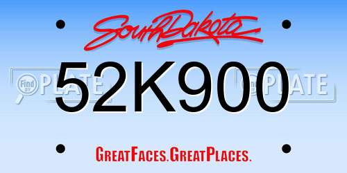 52K900 South Dakota License Plate