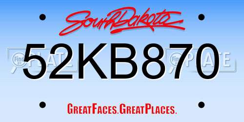 52KB870 South Dakota License Plate