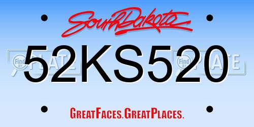 52KS520 South Dakota License Plate