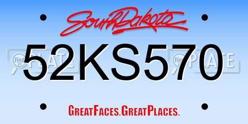 52KS570 South Dakota License Plate