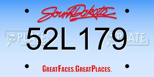 52L179 South Dakota License Plate