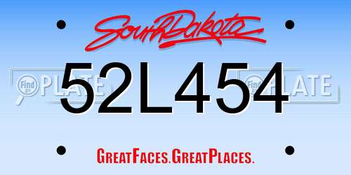 52L454 South Dakota License Plate