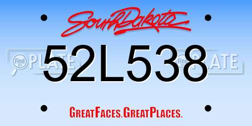 52L538 South Dakota License Plate