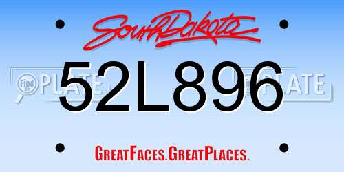52L896 South Dakota License Plate