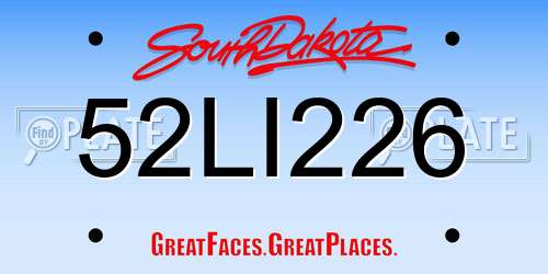 52LI226 South Dakota License Plate
